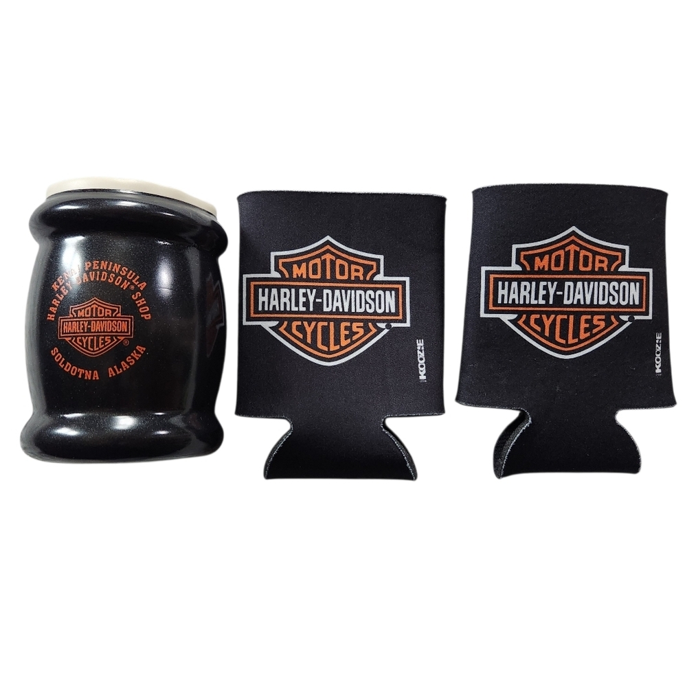 Harley Davidson Biker Drink koozies Set Of 3